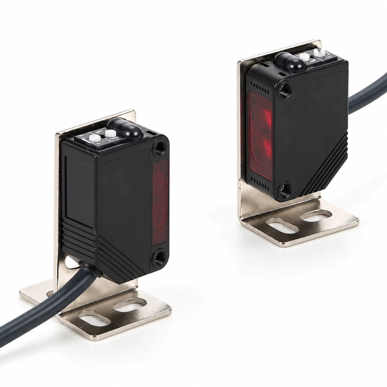 Rectangular Through-Beam Photoelectric Sensor Pair – Black Housing with separate emitter and receiver
